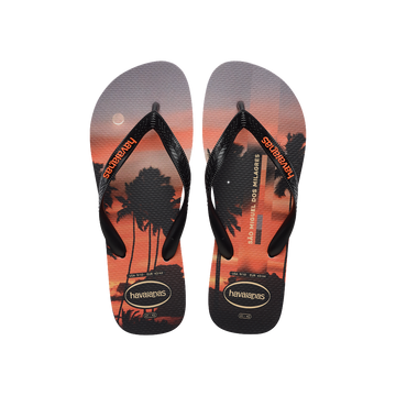 Havaianas Top Surfer I Gray Steel/Black/Sunset Orange Flip Flops Front View