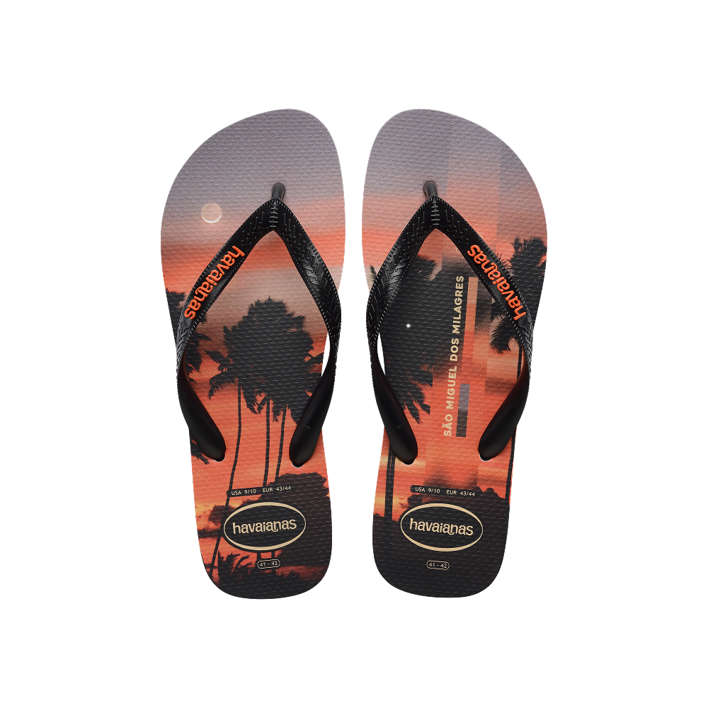 Havaianas Top Surfer I Gray Steel/Black/Sunset Orange Flip Flops Front View