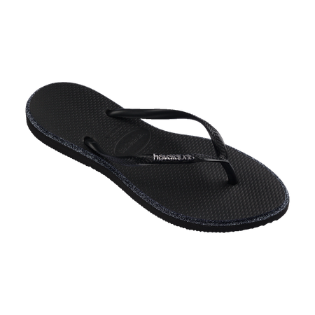 Havaianas Slim Point Glitter Flip Flops Black/Black Flip Flops Side View