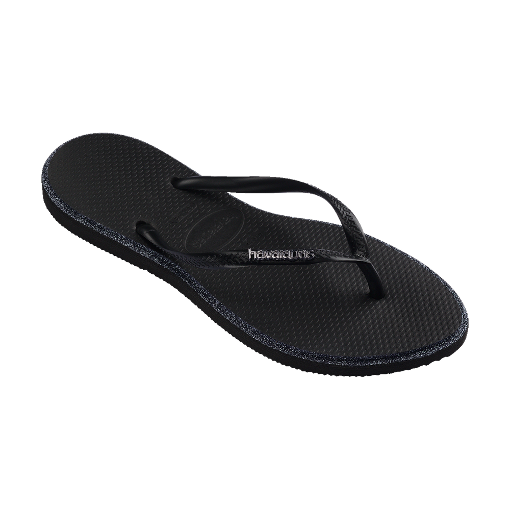 Havaianas Slim Point Glitter Flip Flops Black/Black Flip Flops Side View