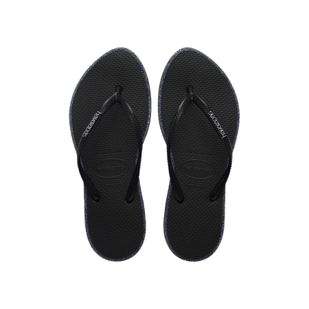 Havaianas Slim Point Glitter Flip Flops Black/Black Flip Flops Front View