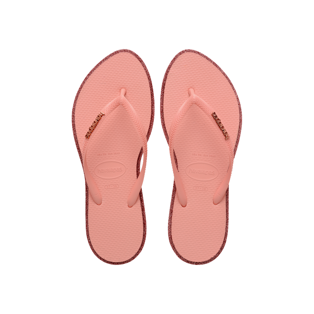 Havaianas Slim Point Glitter Flip Flops Canyon Clay/Blossom Flip Flops Front View