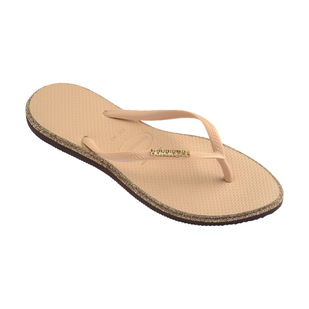 Havaianas Slim Point Glitter Flip Flops Dark Brown/Golden Flip Flops Side View