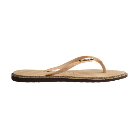 Havaianas Slim Point Glitter Flip Flops Dark Brown/Golden Flip Flops Detail View