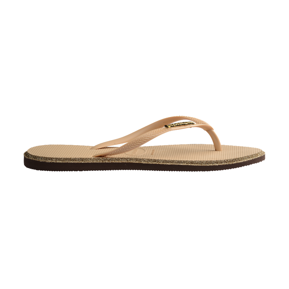 Havaianas Slim Point Glitter Flip Flops Dark Brown/Golden Flip Flops Detail View