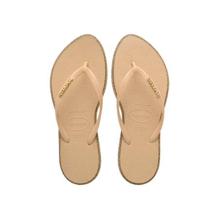 Havaianas Slim Point Glitter Flip Flops Dark Brown/Golden Flip Flops Front View