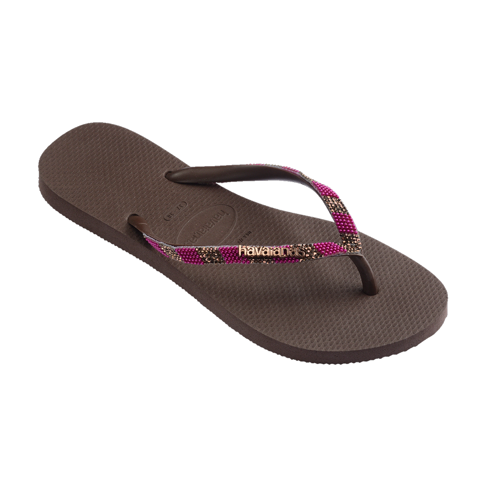 Havaianas Slim Glow Flip Flops Dark Brown Flip Flops Side View