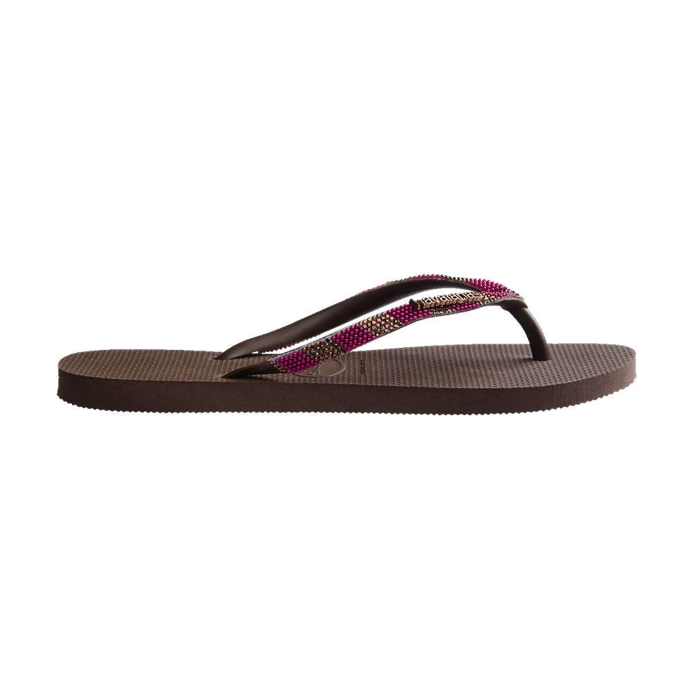 Havaianas Slim Glow Flip Flops Dark Brown Flip Flops Detail View
