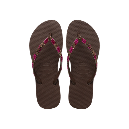 Havaianas Slim Glow Flip Flops Dark Brown Flip Flops Front View