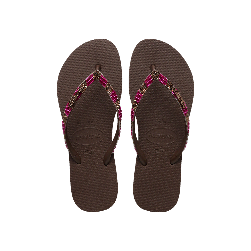 Havaianas Slim Glow Flip Flops Dark Brown Flip Flops Front View