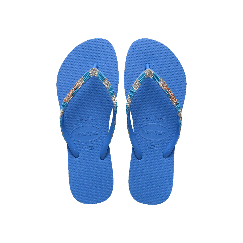 Havaianas Slim Glow Flip Flops Brilliant Blue Flip Flops Front View