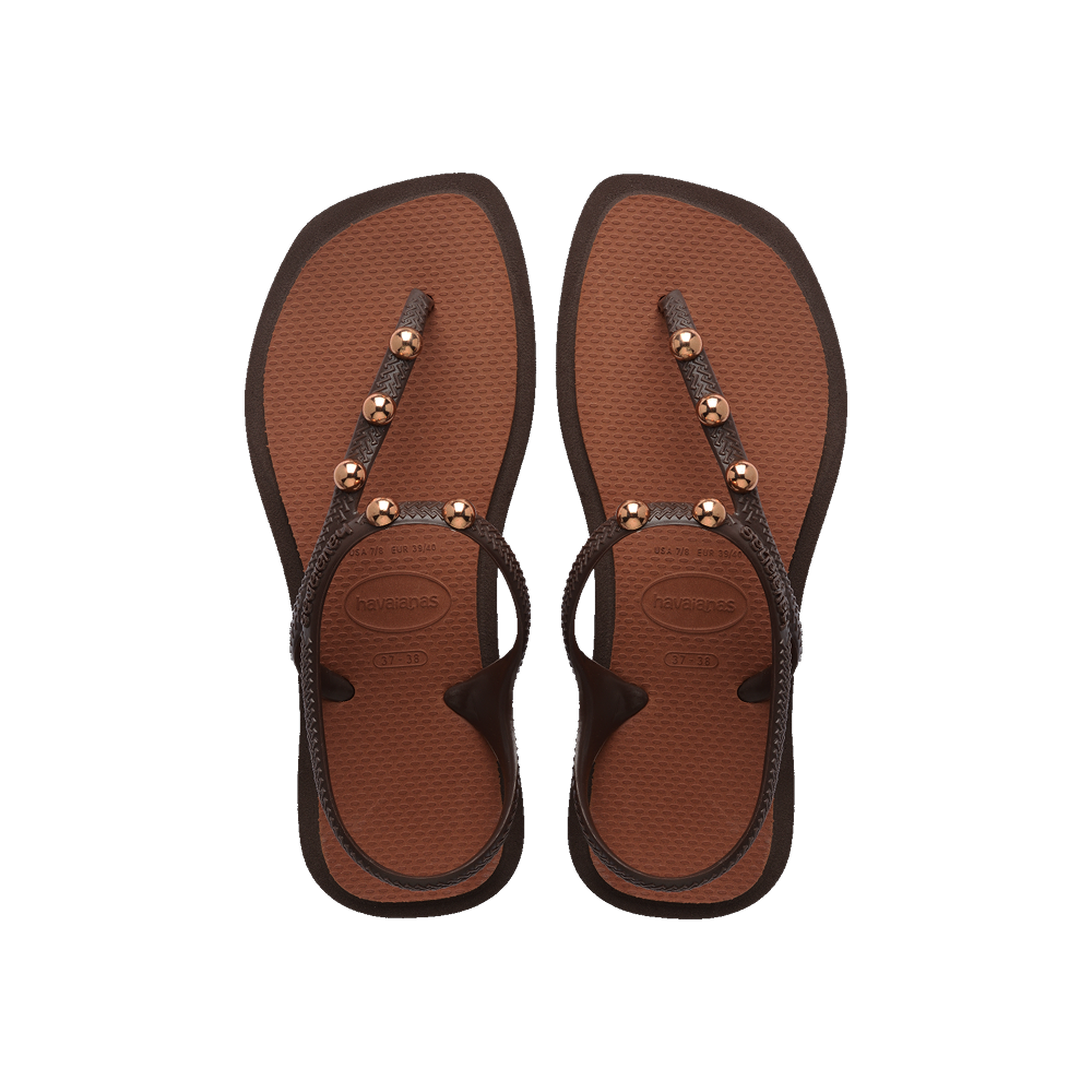 Havaianas Flash Fusion Sandals Coffee/Rust Flip Flops Front View