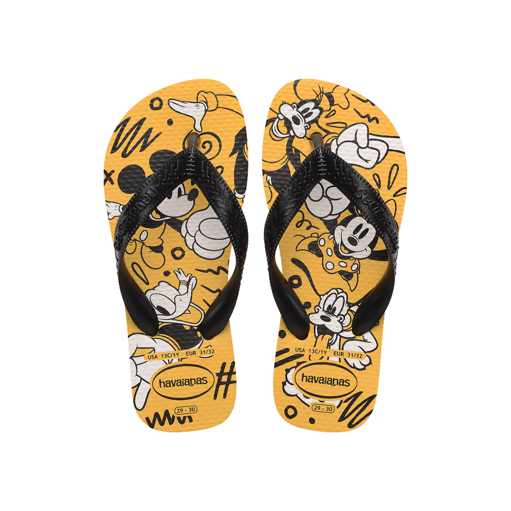 Havaianas Kids Disney Yellow Flip Flops Front View