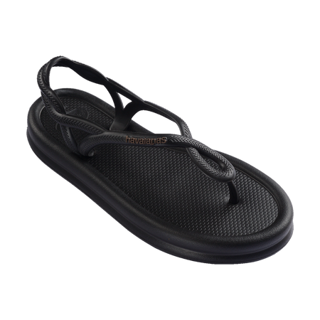 Havaianas Luna Puffed Sandals Black Flip Flops Side View