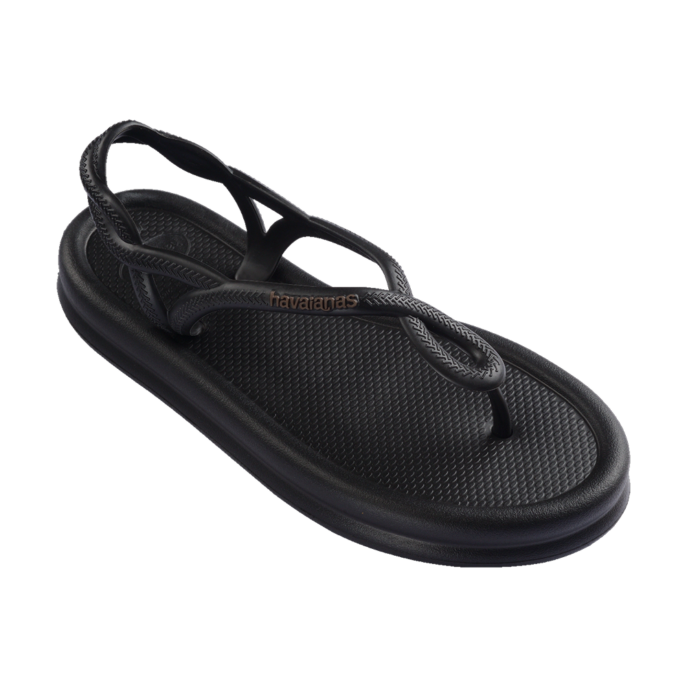 Havaianas Luna Puffed Sandals Black Flip Flops Side View