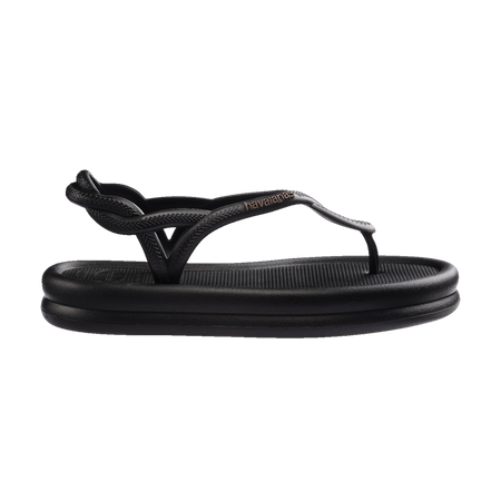 Havaianas Luna Puffed Sandals Black Flip Flops Detail View