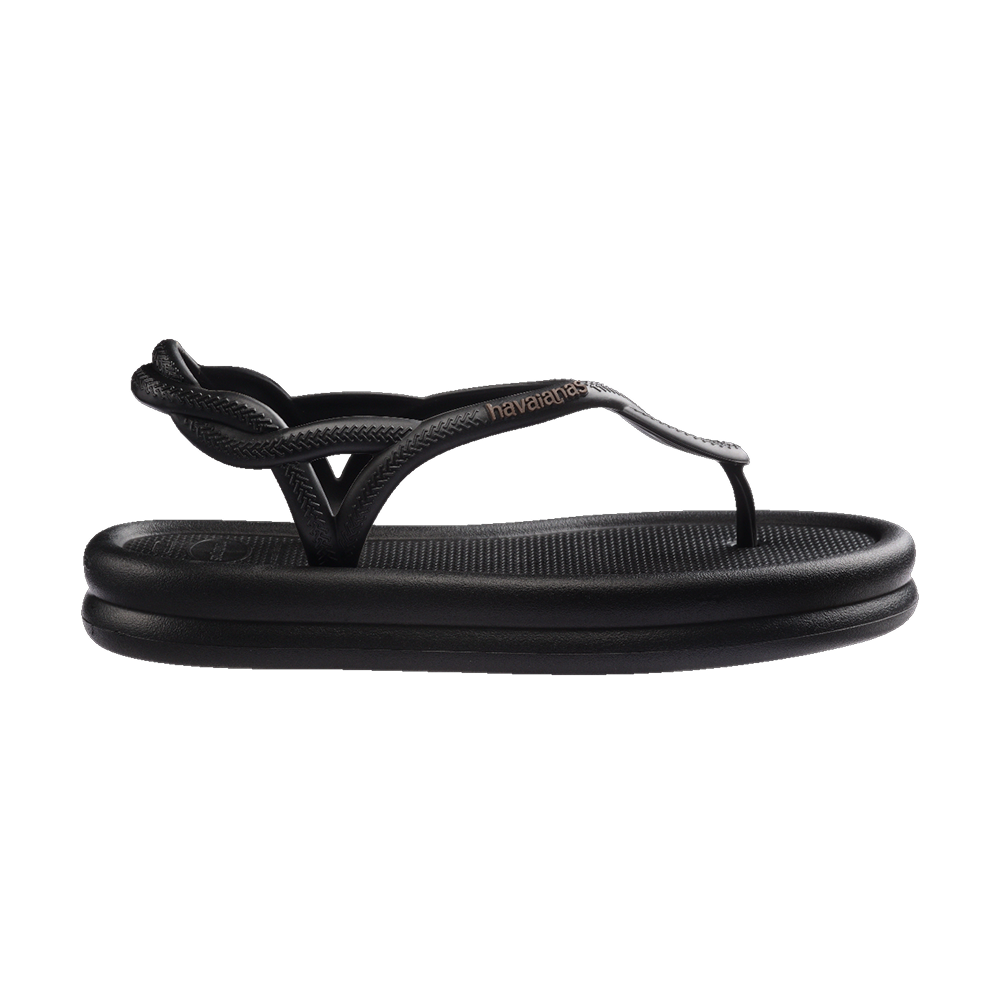 Havaianas Luna Puffed Sandals Black Flip Flops Detail View