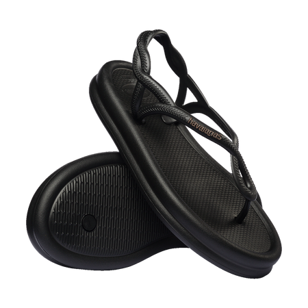 Havaianas Luna Puffed Sandals Black Flip Flops Pair Shot