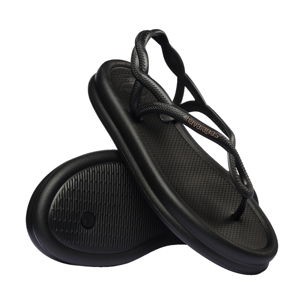 Havaianas Luna Puffed Sandals Black Flip Flops Pair Shot