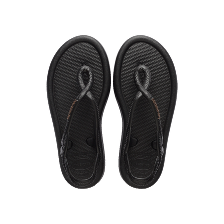 Havaianas Luna Puffed Sandals Black Flip Flops Front View