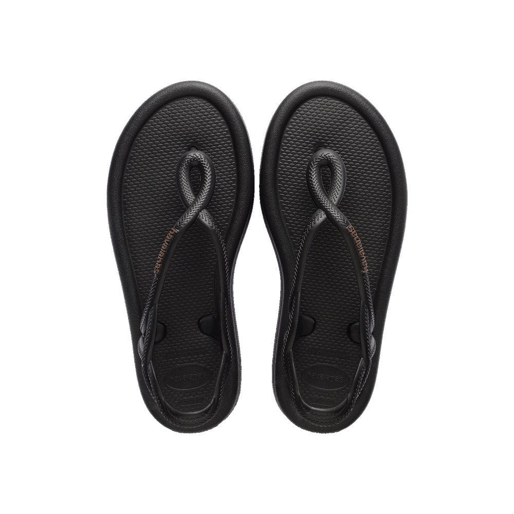Havaianas Luna Puffed Sandals Black Flip Flops Front View