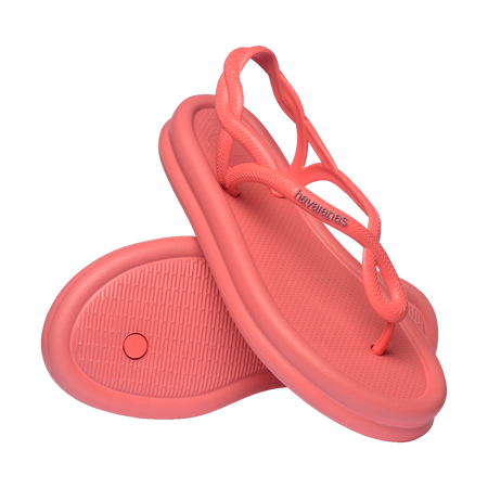 Havaianas Luna Puffed Sandals Tropical Coral Flip Flops Pair Shot