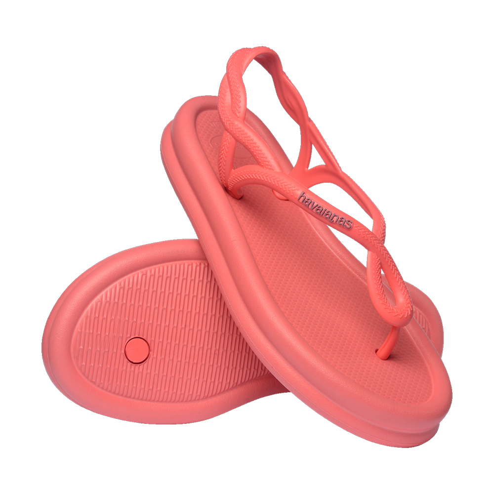 Havaianas Luna Puffed Sandals Tropical Coral Flip Flops Pair Shot