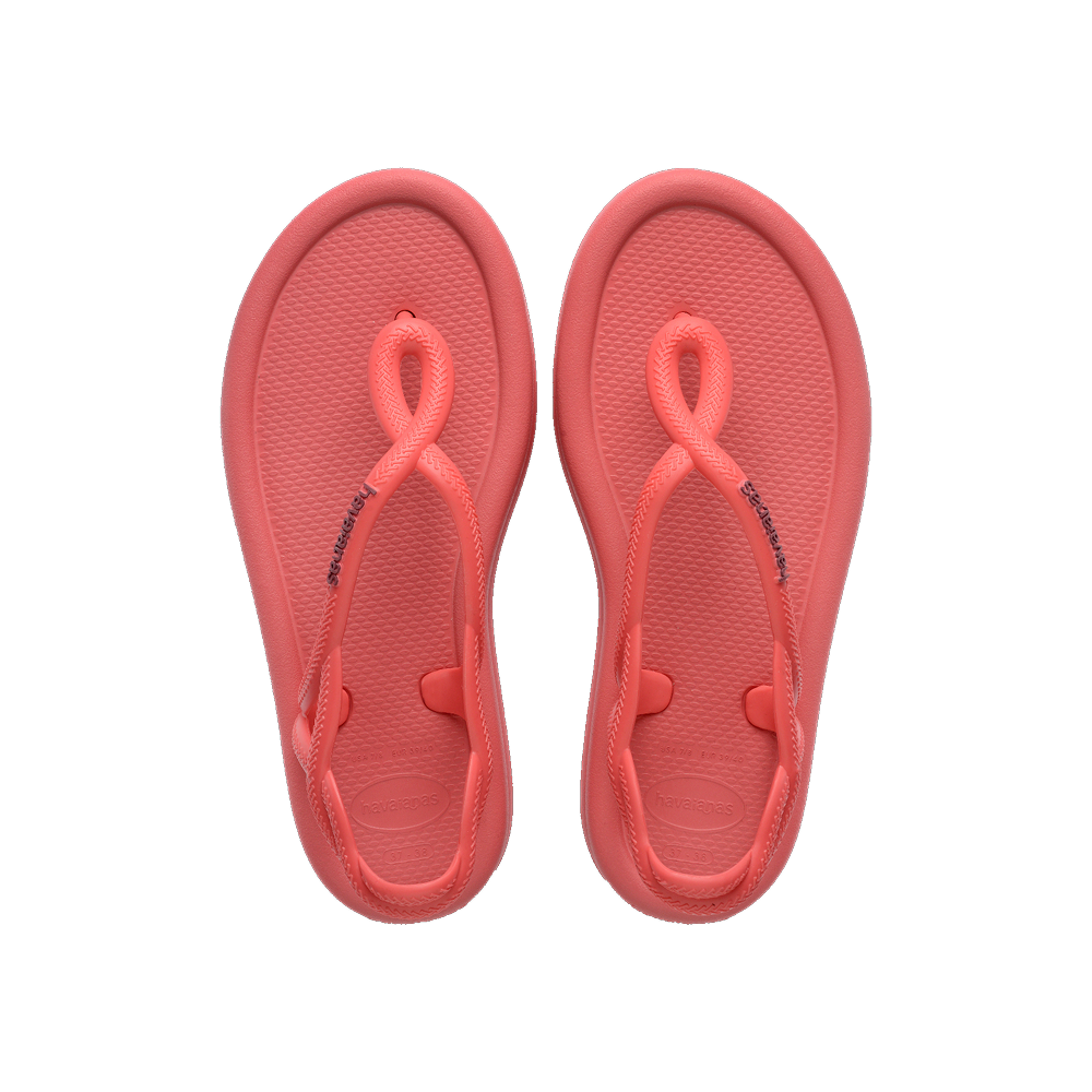 Havaianas Luna Puffed Sandals Tropical Coral Flip Flops Front View