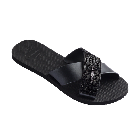 Havaianas Aqua Glow Sandals Black Flip Flops Side View