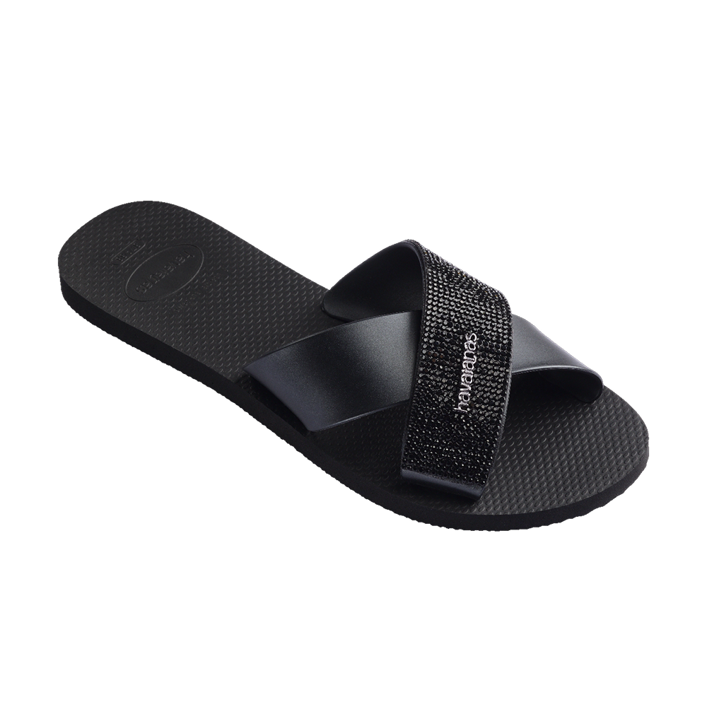 Havaianas Aqua Glow Sandals Black Flip Flops Side View