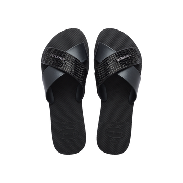 Havaianas Aqua Glow Sandals Black Flip Flops Front View