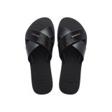Havaianas Aqua Glow Sandals Black Flip Flops Front View