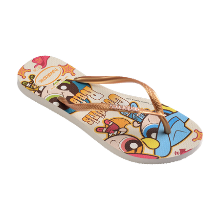 Havaianas Slim Warner Classics Flip Flops Beige Flip Flops Side View