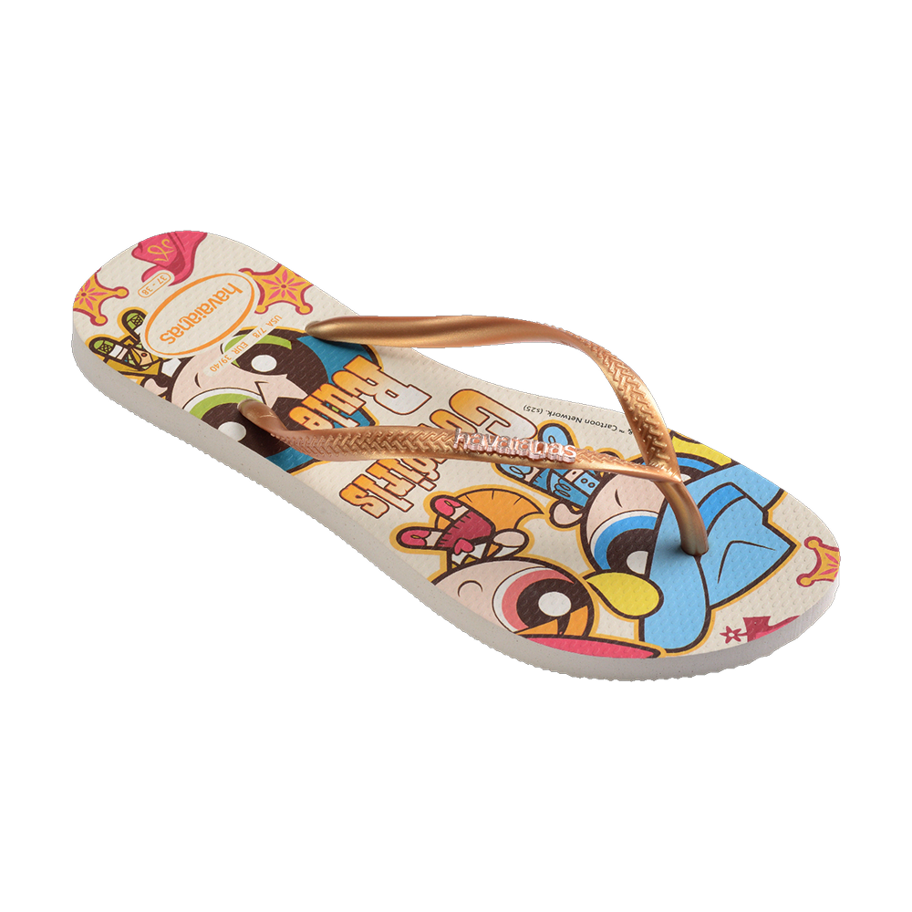 Havaianas Slim Warner Classics Flip Flops Beige Flip Flops Side View