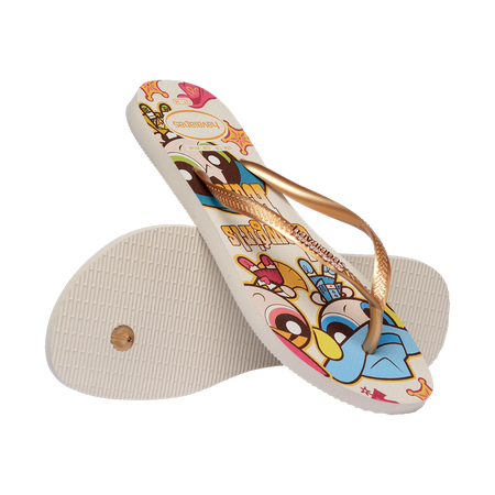 Havaianas Slim Warner Classics Flip Flops Beige Flip Flops Pair Shot