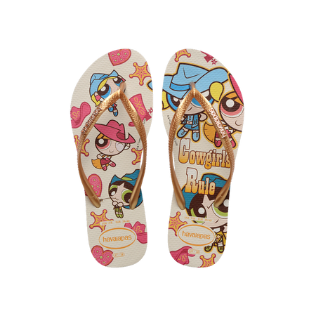 Havaianas Slim Warner Classics Flip Flops Beige Flip Flops Front View