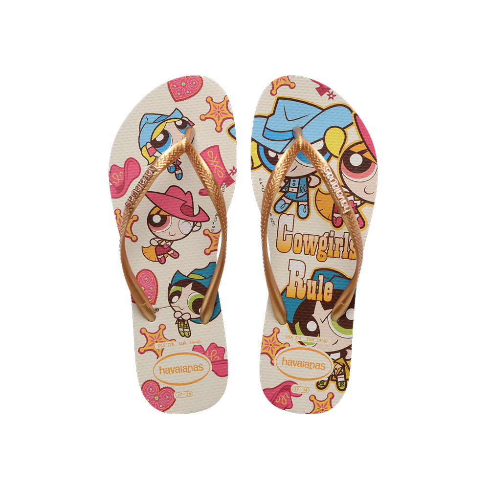 Havaianas Slim Warner Classics Flip Flops Beige Flip Flops Front View