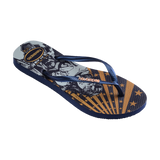 Havaianas Slim Warner Classics Flip Flops Navy Blue Flip Flops Side View