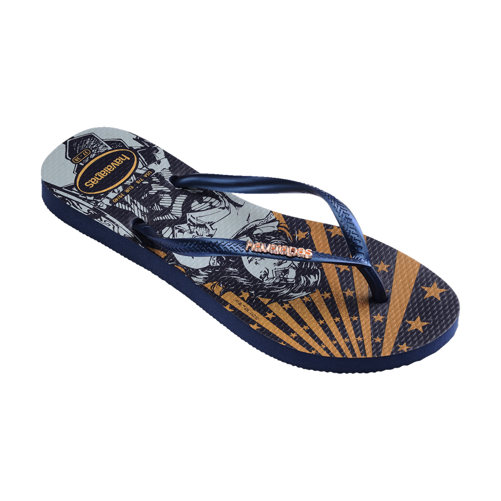 Havaianas Slim Warner Classics Flip Flops Navy Blue Flip Flops Side View