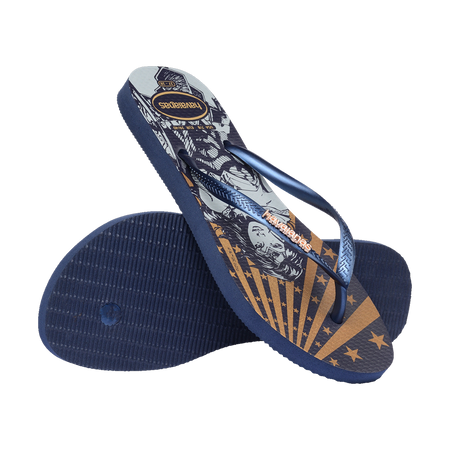 Havaianas Slim Warner Classics Flip Flops Navy Blue Flip Flops Pair Shot