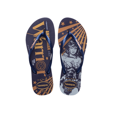 Havaianas Slim Warner Classics Flip Flops Navy Blue Flip Flops Front View