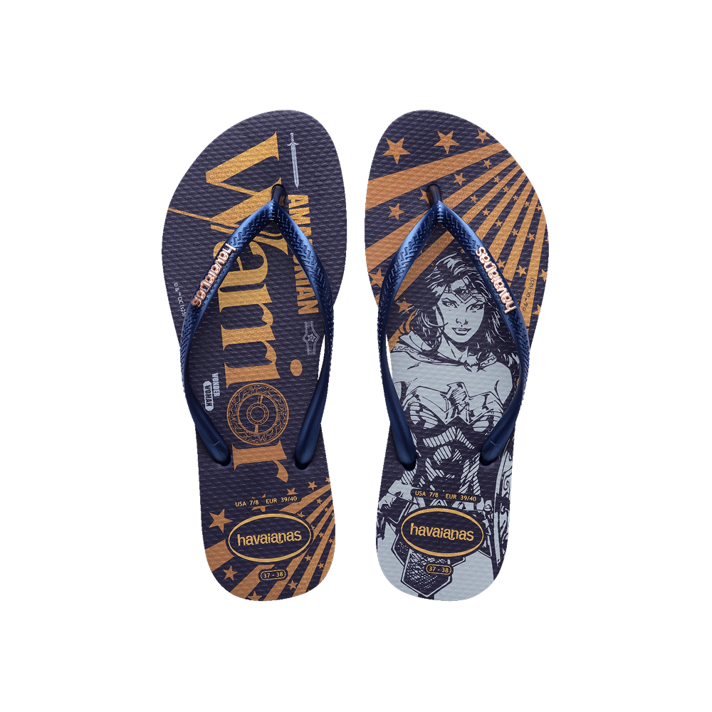 Havaianas Slim Warner Classics Flip Flops Navy Blue Flip Flops Front View