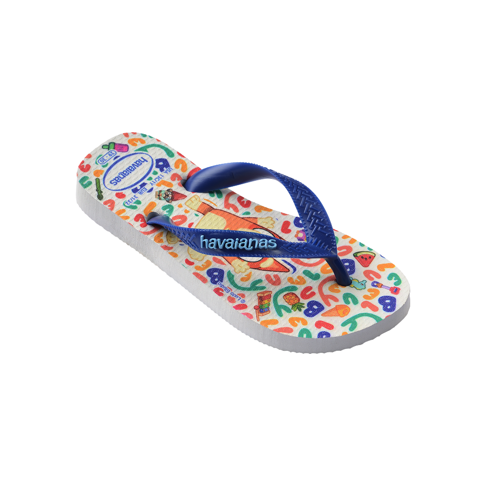 Havaianas Kids Bluey Flip Flop White/ Navy Blue Flip Flops Side View