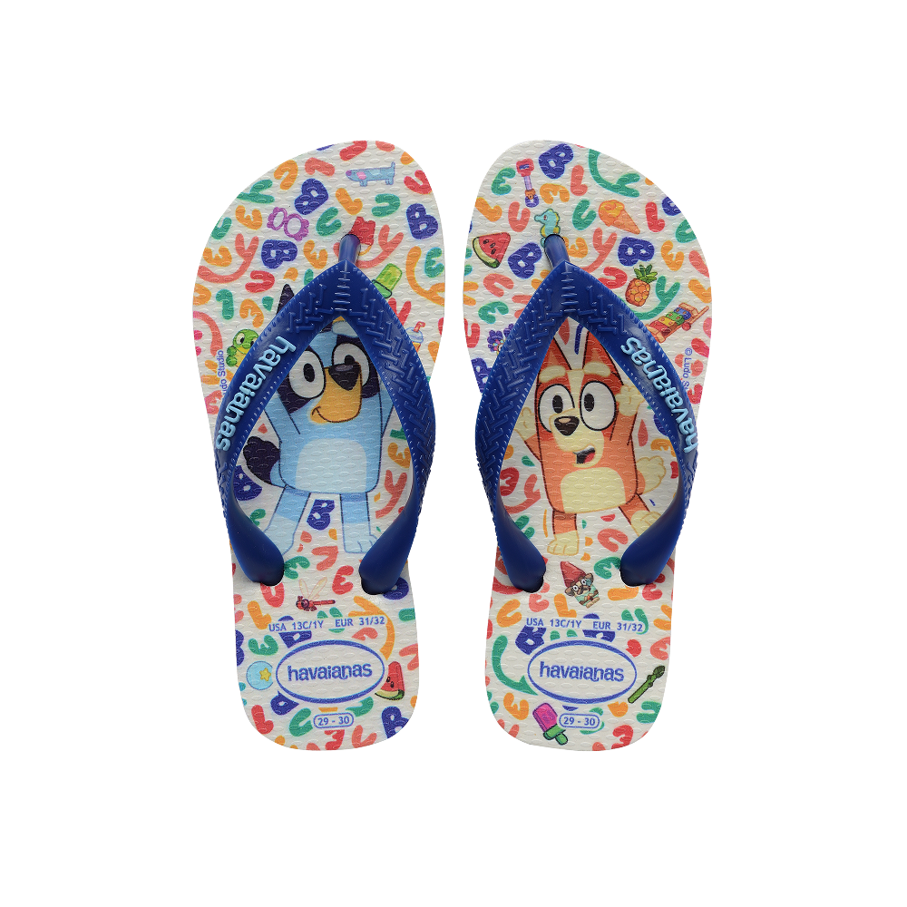 Havaianas Kids Bluey Flip Flop White/ Navy Blue Flip Flops Front View