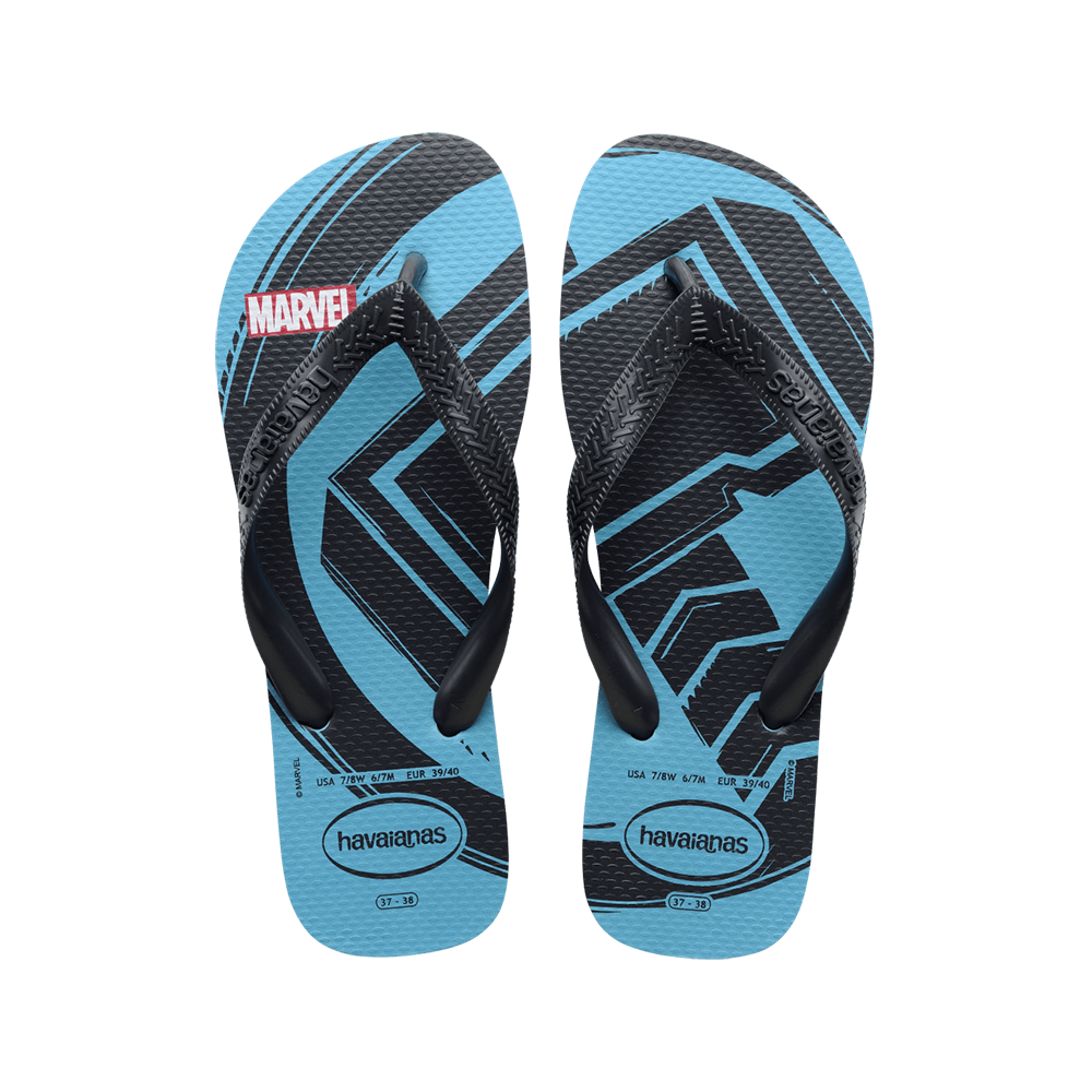 Tong Havaianas Top Marvel Logomania - Modèle Unisexe - Design Super-héros (Captain America, Spiderman...)